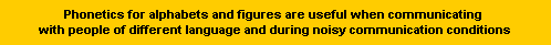Phonetics for alphabets and figures are useful when communicating 
with people of different language and during noisy communication conditions